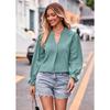 Spring and Autumn Women's Blouse Jacquard Shirt V-neck Loose Long-sleeved Tops