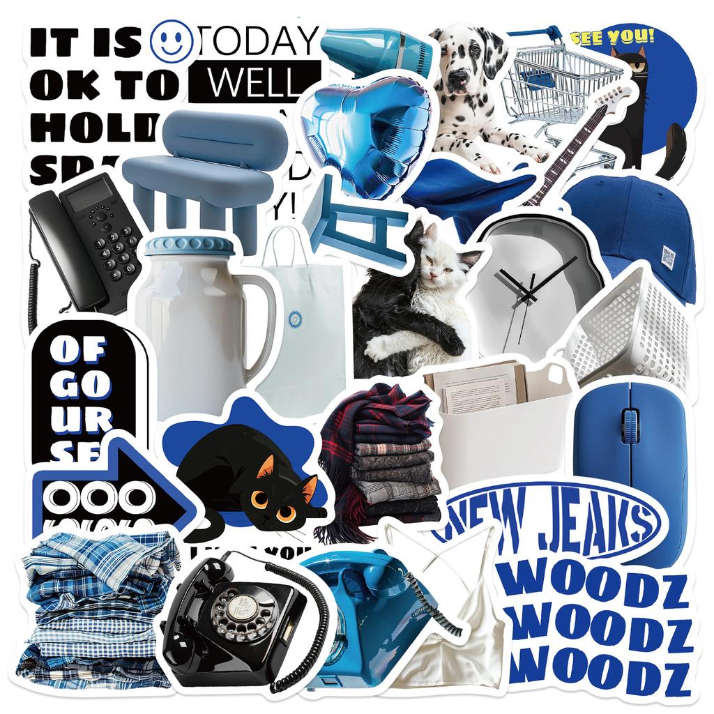 Various 30 Black and White Light Cream Series Sticker Packs Ins Style Creative Hand Account Decoration Material Pack Stickers