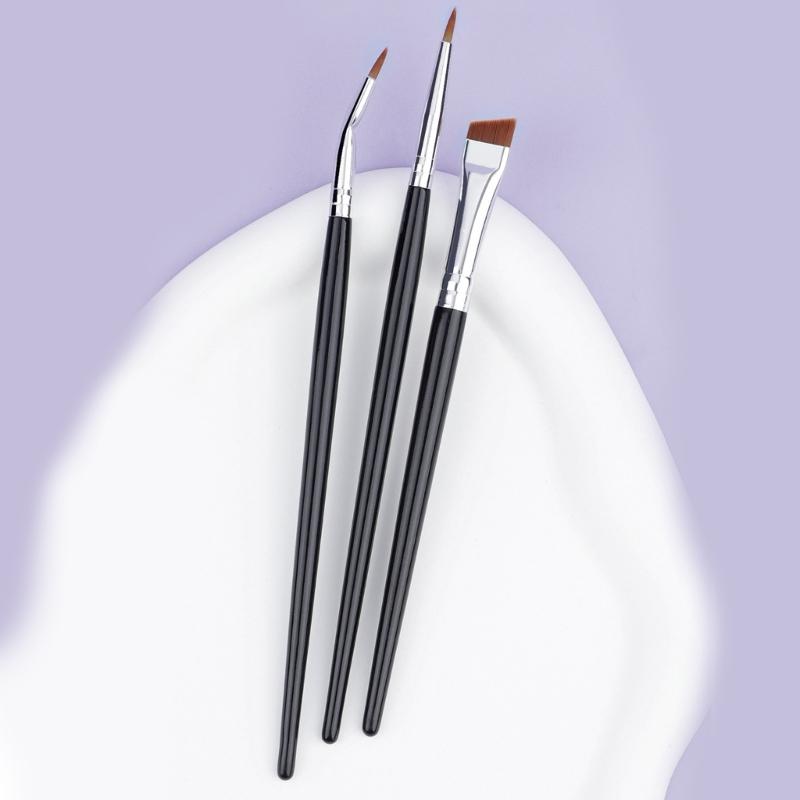3pcs Fine Tip Angled Eyeliners Brushes With Wood Handle Makeup Brush For Detailed Looks Suitable For Various Occasion