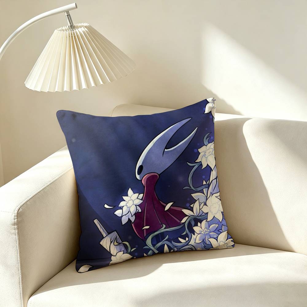 H-Hollow Knight Silksong Game Pillow Case Square Double-Sided Sofa Cushion Cover Bedroom Bedside Pillow