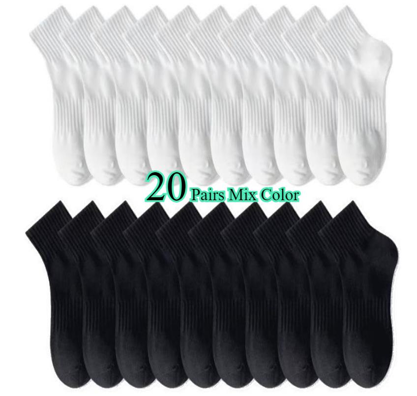 10/20 Pairs Neutral Solid Color Round Neck Socks Spring Summer Sweat Absorbing Breathable Soft Comfortable Couple Sports Socks