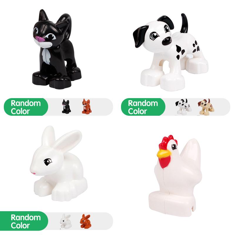 Big Building Blocks Marine Farm Animal Cat Dog Accessories Lion Shark Compatible With Duploed City Education Children Gift Toys