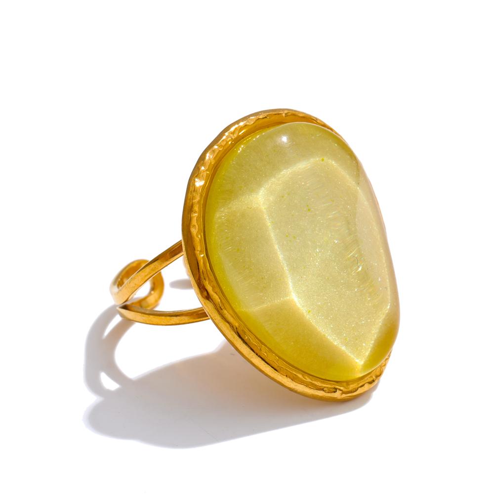 

Eetit Изысканное конфетное многоцветное белое розовое синее желтое кольцо из смолы с регулируемым размером золотистого цвета из нержавеющей стали летнее украшение подарок 7 жёлтый