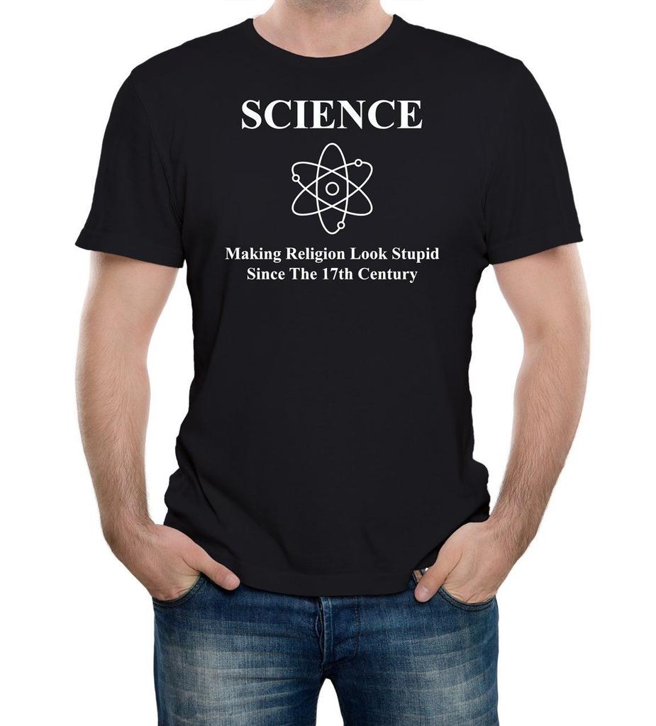 Wissenschaft lässt Religion dumm aussehen T-Shirt Herren Damen Tops Comedy Lustig Atheist