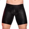 Men Faux Leather Underwear Mid-rise 3D U-convex Snake Leopard Print Shorts Panties Stretchy Skinny