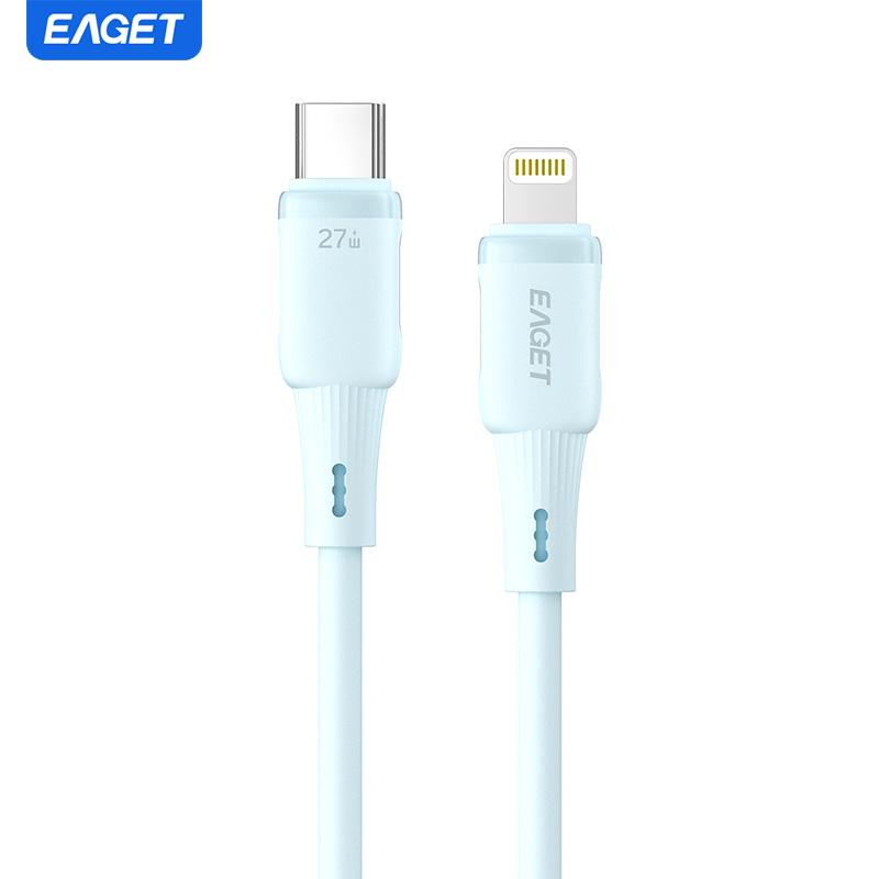 EAGET 27W PD Fast Charging Cable for iPhone 8-14 Series, 20,000+ Bend Durable with Liquid Silicone Design