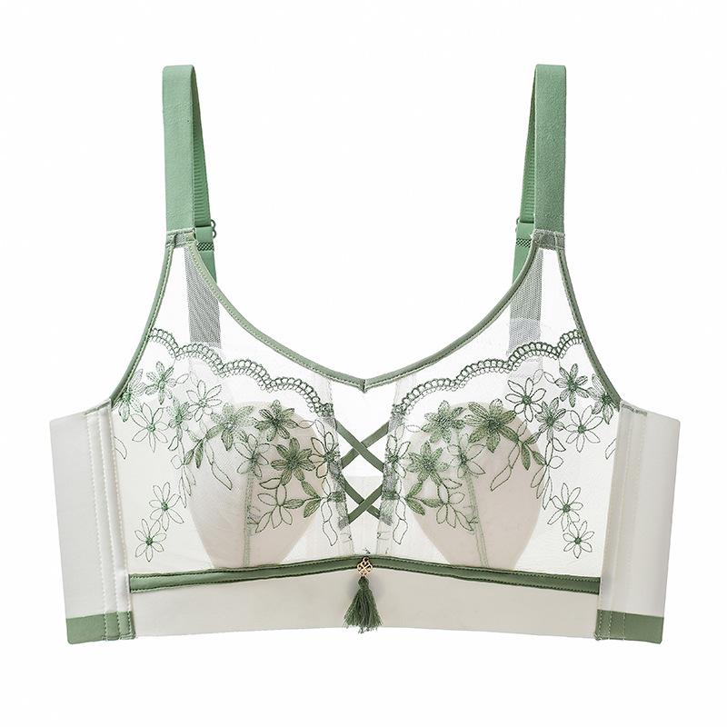 Thin Bra with Rabbit Ear Cup Full Cup Design Thin Bra Without Steel Ring Double Breasted Bra