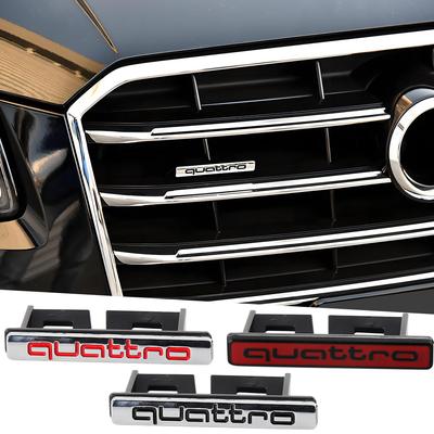 G5 3D ABS Chrome Black Logo Quattro Emblem Car Front Grill Badge for QQ4 Sline Quattro A1 A2 A3 A4 A4L A5 A6 A7 A8 A8L Accessories