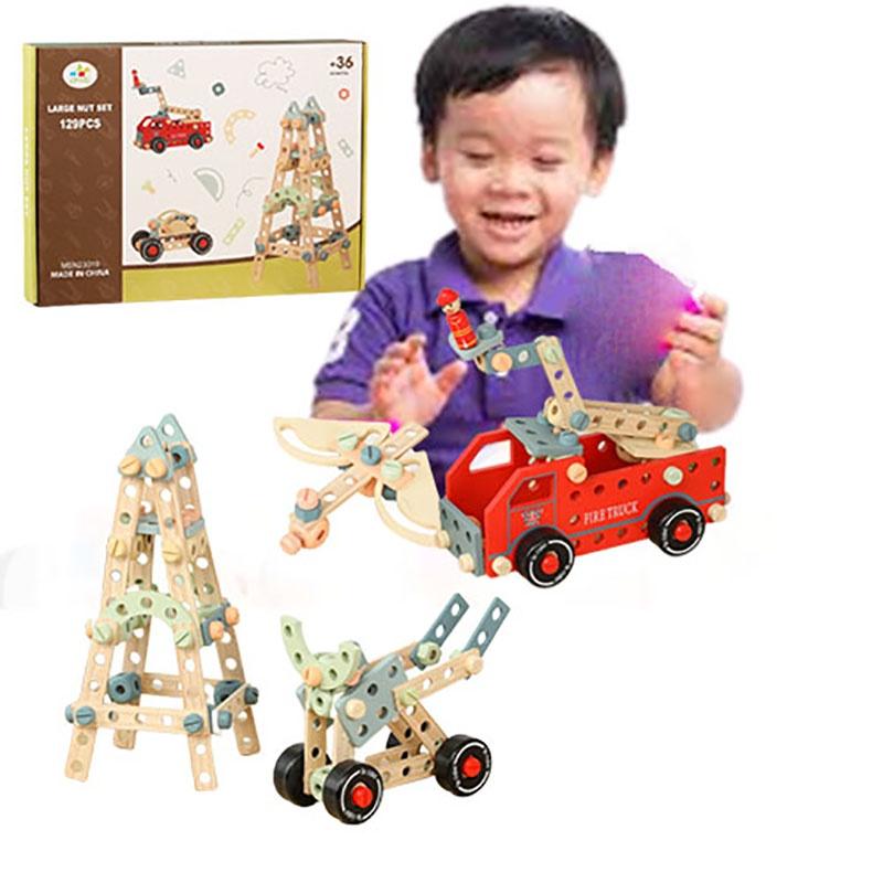 Wooden Diy Nut Combination Creative Screw Toy For Children Educational Building Blocks Puzzle Game