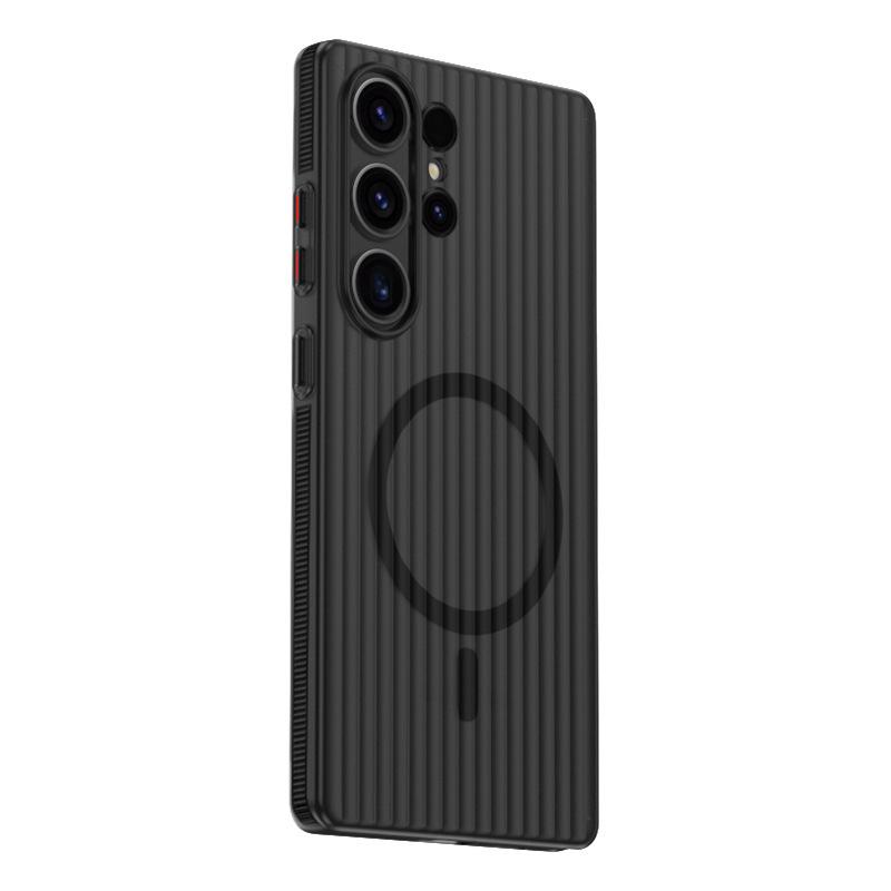 Applicable to Samsung S26Ultra mobile phone case corrugated magnetic suction S25edge anti-skid S24/23 matte protection