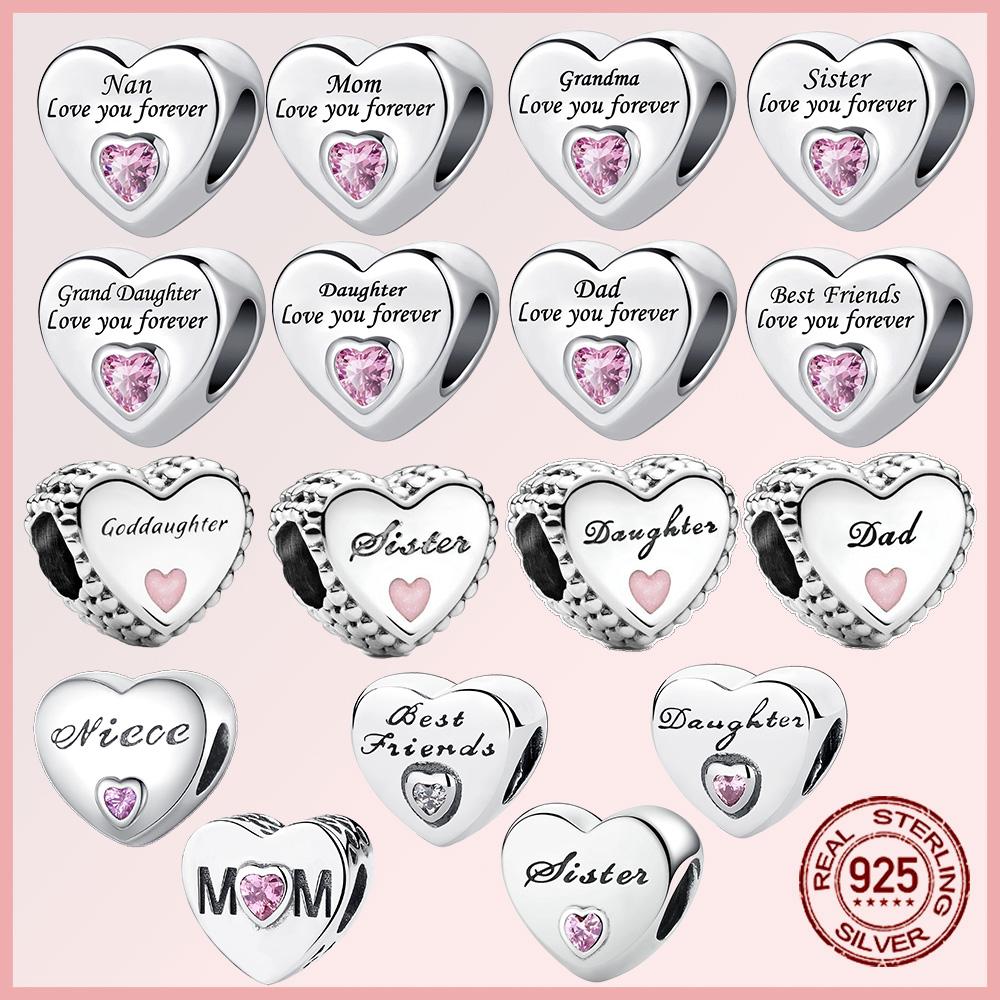 Funkelnde Familie Herz Engelsflügel Pavé Kupfer Anhänger Charms Passen Original Armband Perlen Schmuck Geschenk DIY