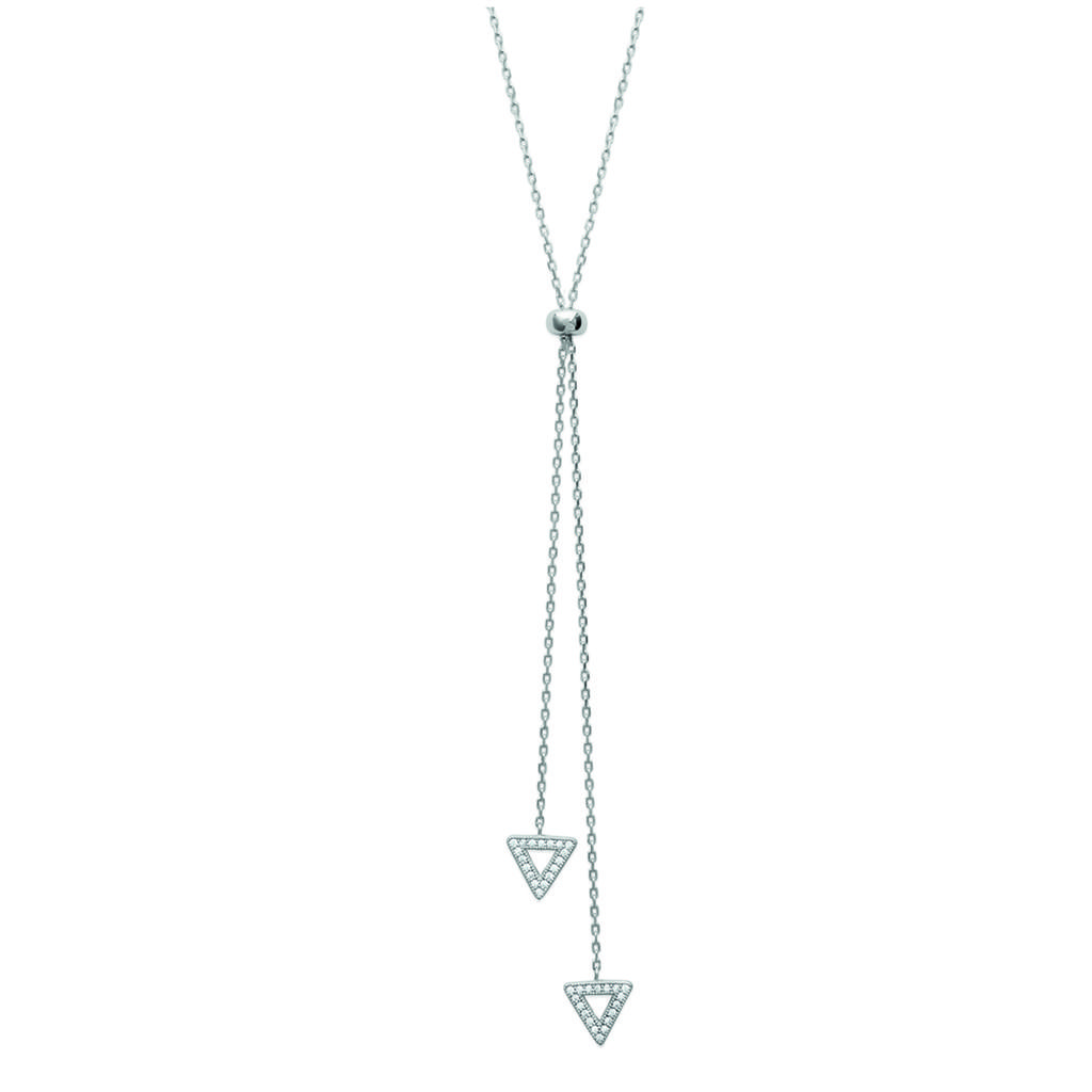 Les Trésors De Lily [N0019] - Silver Necklace 'Triangles' White Silver (rhodium Plated) - 10x9 Mm