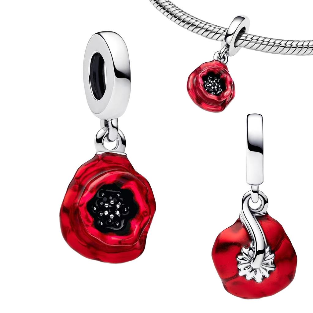 New Copper Red Christmas New Year Animal Love Flower Pendant Beads Fit Original Bracelets Necklaces Jewelry Gifts
