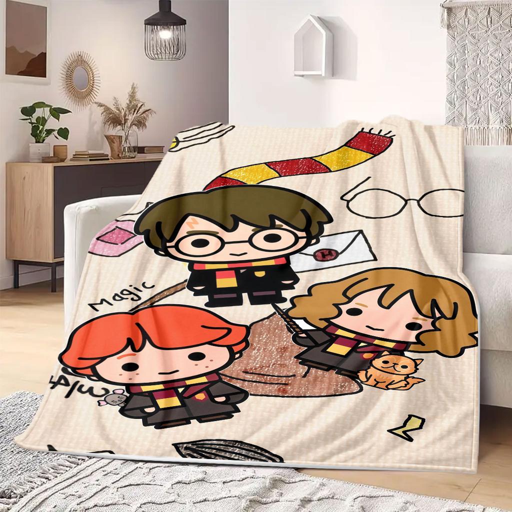 HarryPotter Cartoon Flannel Blanket for Travel Picnics Bedrooms Sofas Beds Chairs Print Home Decor New