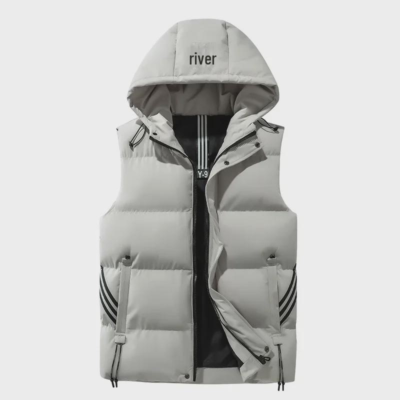 Men's Trendy Korean Style Solid Color Down Cotton Vest - Autumn/Winter Loose Fit Waistcoat