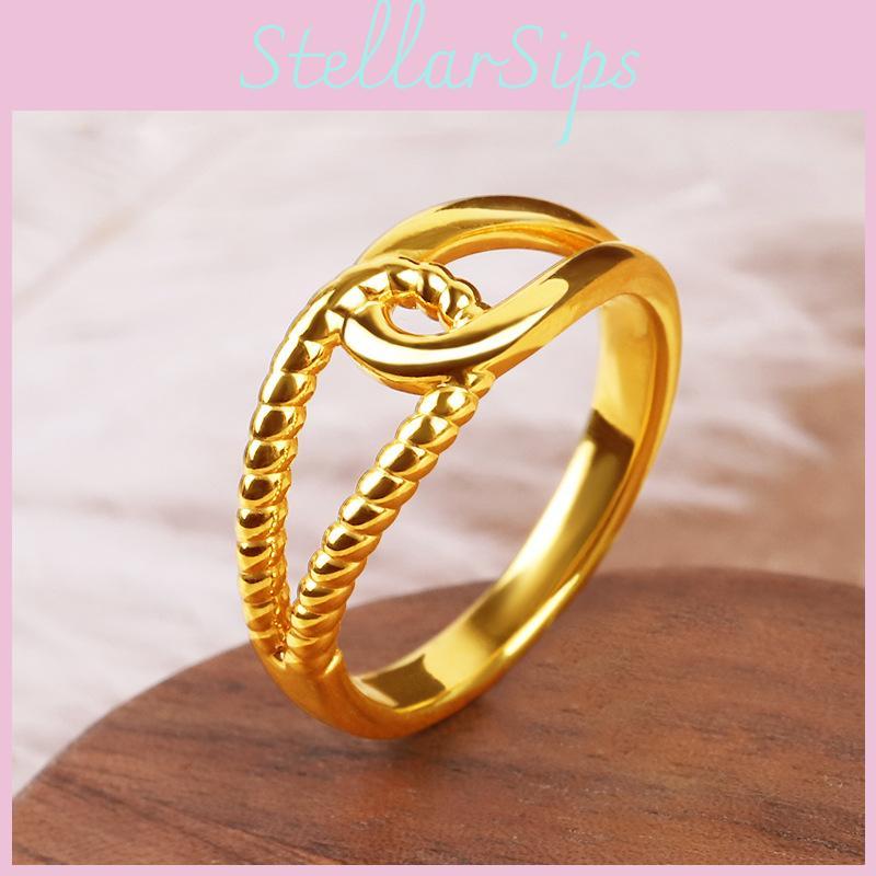 Minimalist Gold Plated Brass Twisted Ring For Couples Perfect For Fashionable Gifting