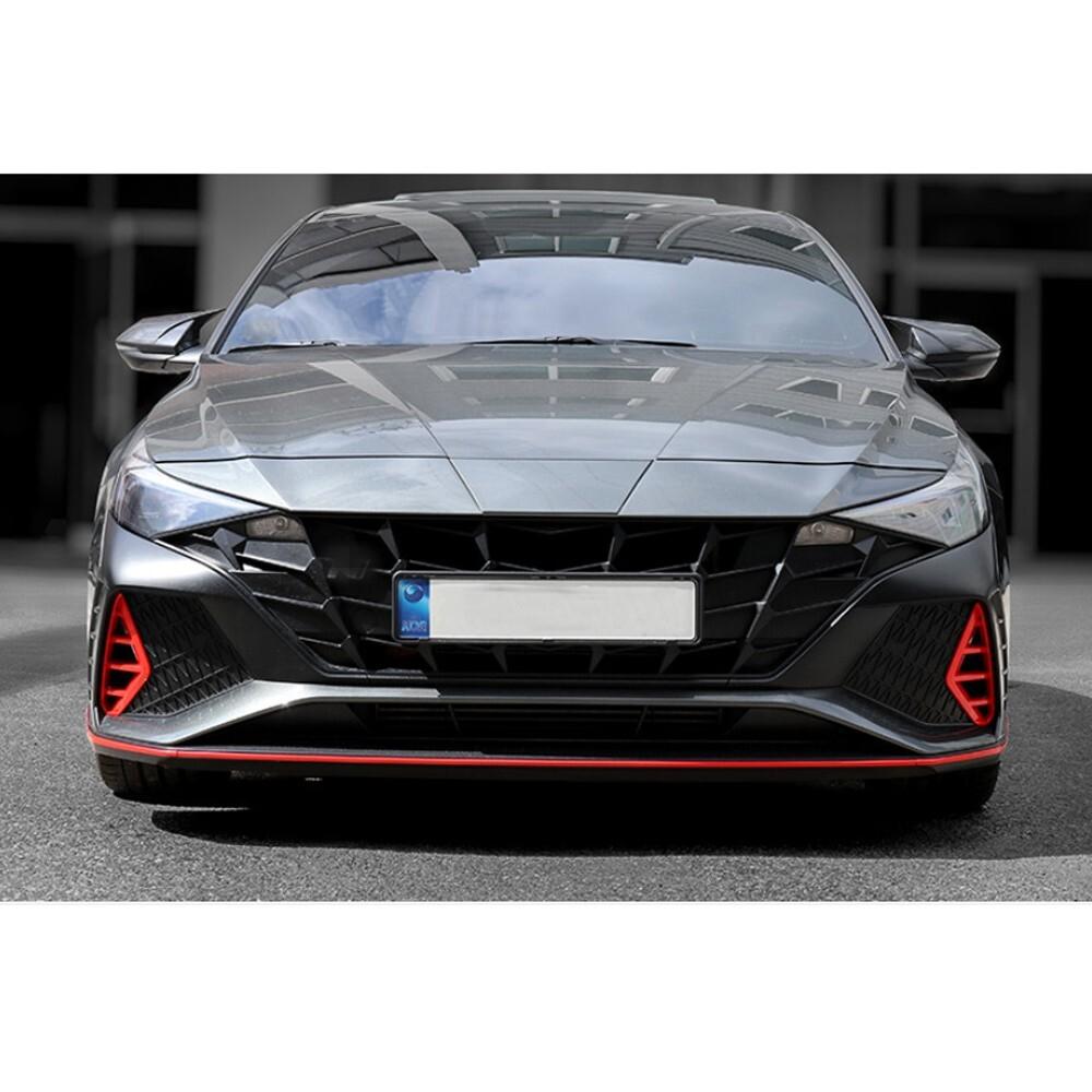 Left+Right Front Fog Light Lamp Cover Trims, Red For Hyundai Elantra N 2022 2023