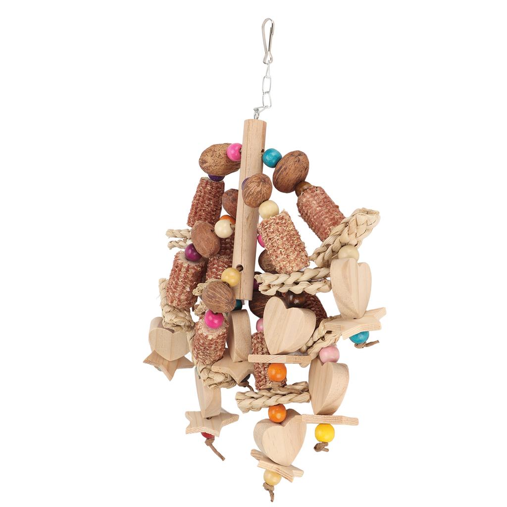 Bird Chewing Toy Colorful Healthy Corn Cobs Nuts Parrot Bite Toy with Hook for Parakeet Budgie