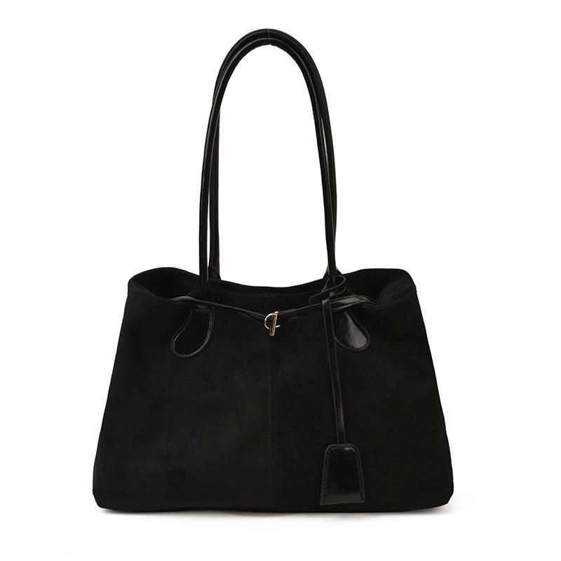 Vintage Suede-Like PU Tote Bag Women Large Capacity Commuter Shoulder Crossbody Style