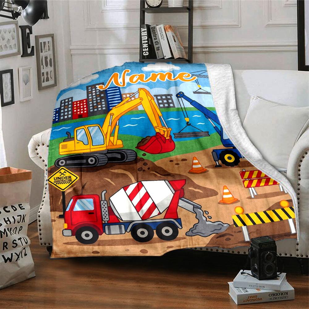 Construction Site Home Blanket Customize Your Names Comfortable Soft Lightweight Allseason Multipurpose Blanket For Picnics Sofas Offices Beds Living