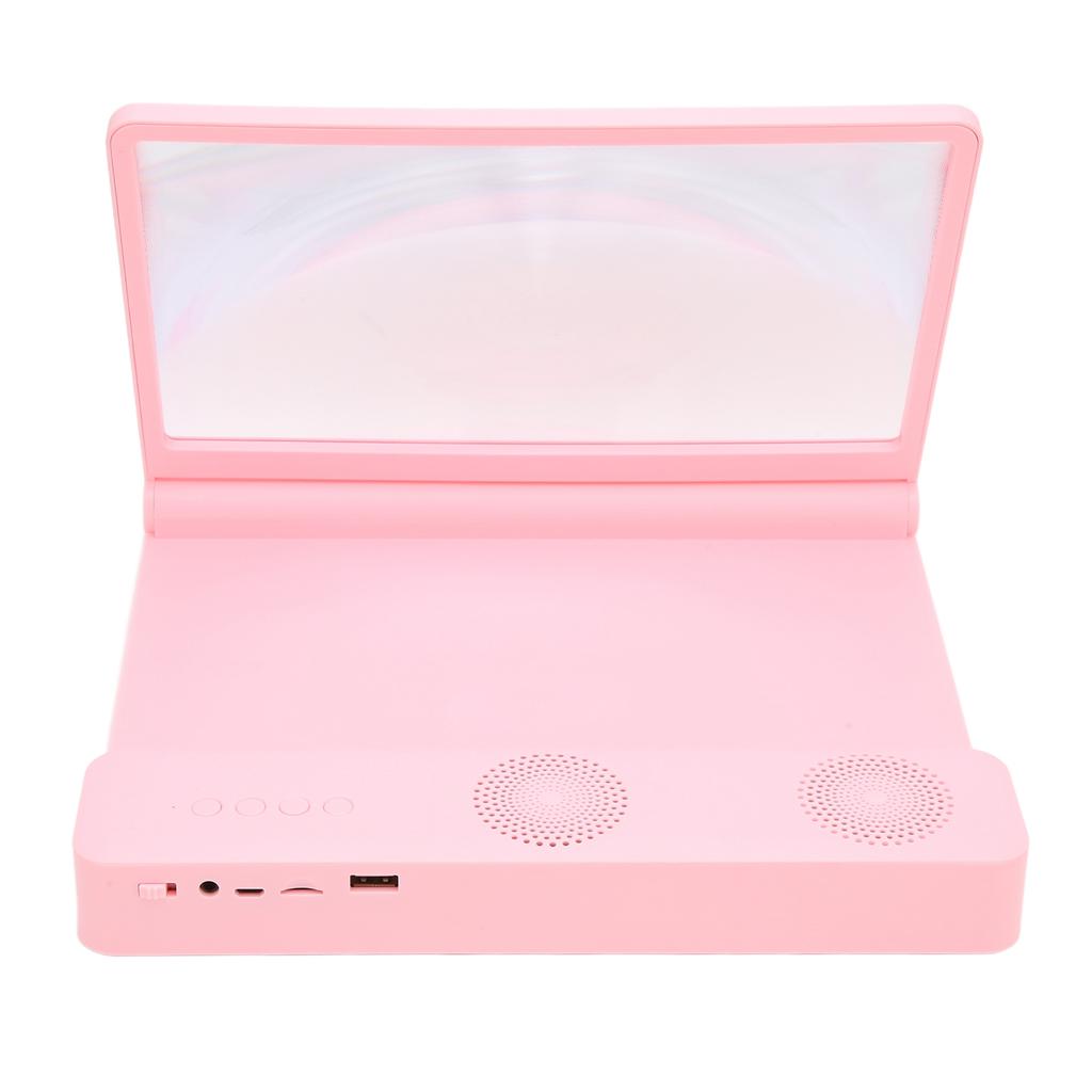 Phone Screen Magnifier 3D HD Magnifying Projector Screen Enlarger with Bluetooth Speaker for Movies Videos Games Pink