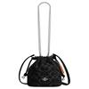Faye 18 Classic Logo Drawstring Fabric Split Calf Leather Shoulder Bag Mini Women Black