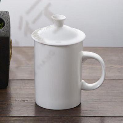 Fuchengxing Weiße Keramiktasse mit Deckel (14x8.5cm)