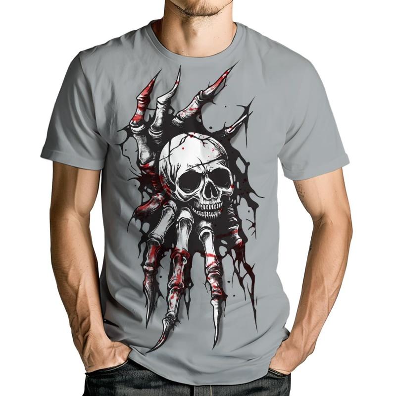 

3D Printed Cool Skull T-Shirt For Men Flame Retro Trend Pattern T Shirts Summer Loose Streetwear Tops V-Neck Short Sleeve Tees 6XL