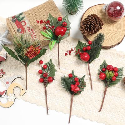 1/3Pcs Artificial Christmas Red Berry Pine Cones Flowers For Winter Home Room Decor New Year Gifts Christmas Tree Decoration