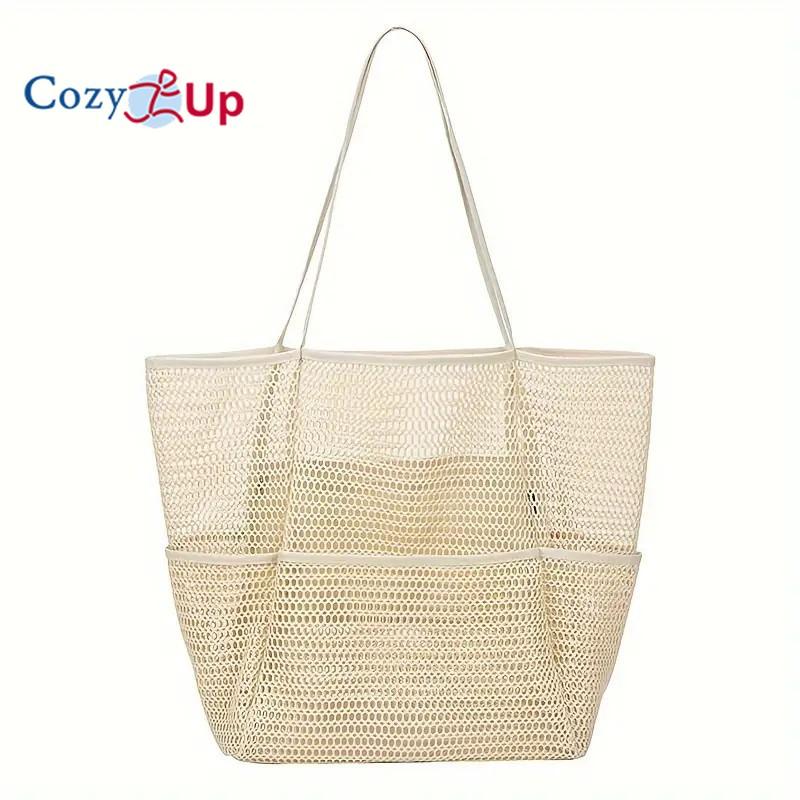

Женская пляжная сумка через плечо Cozy Up Mesh Beach Tote 38x35x17cm бежевый