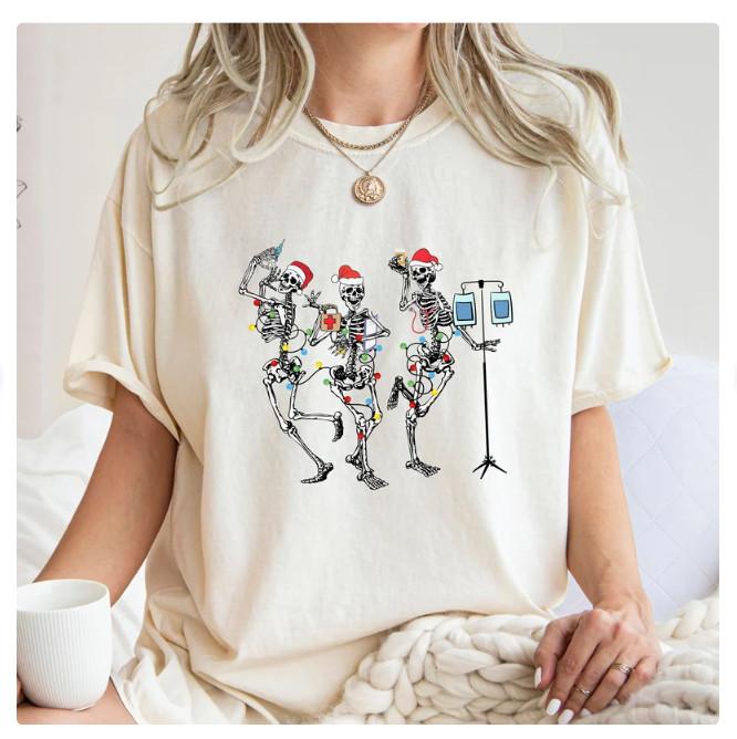 

New T-Shirt Christmas Skeleton Dancing Nurse Shirt, Christmas Shirt, Christmas N 4XL