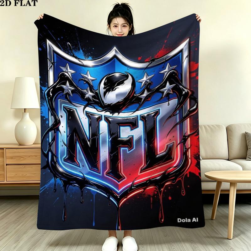 National Football League Print Flannel Blanket, High Quality Comfortable for All Seasons, Home Decor, Warmth and Comfort, Perfect for Christmas Gifts