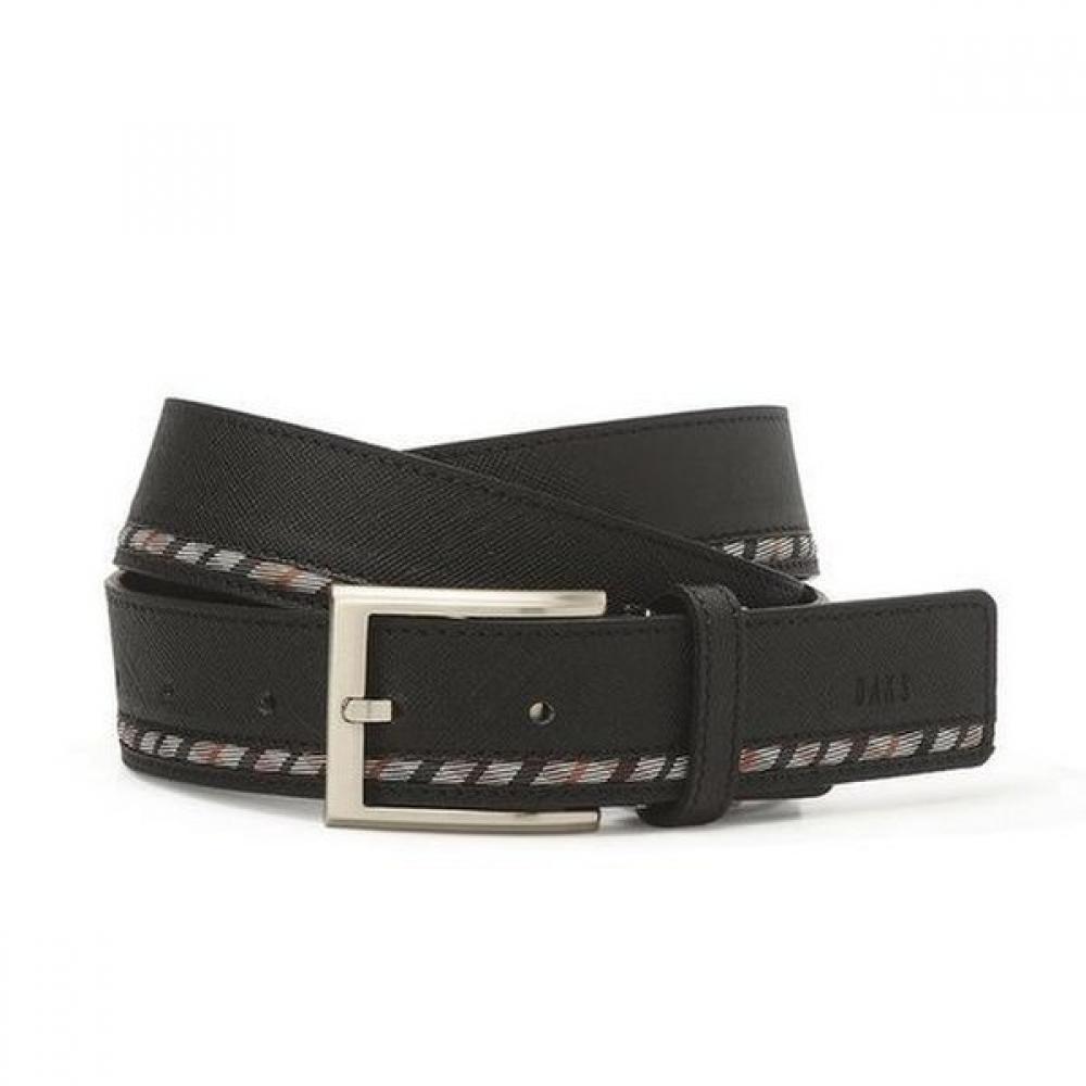 Daks Black Check Line Strap Cowhide Bit Belt Dbbe6e201bk Single option
