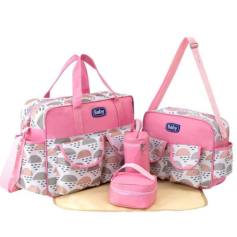 Ensemble de sac à langer multifonctionnel cinq pièces: Sac à Bandoulière et à Épaule Grande Capacité, Portable, pour Mère et Bébé