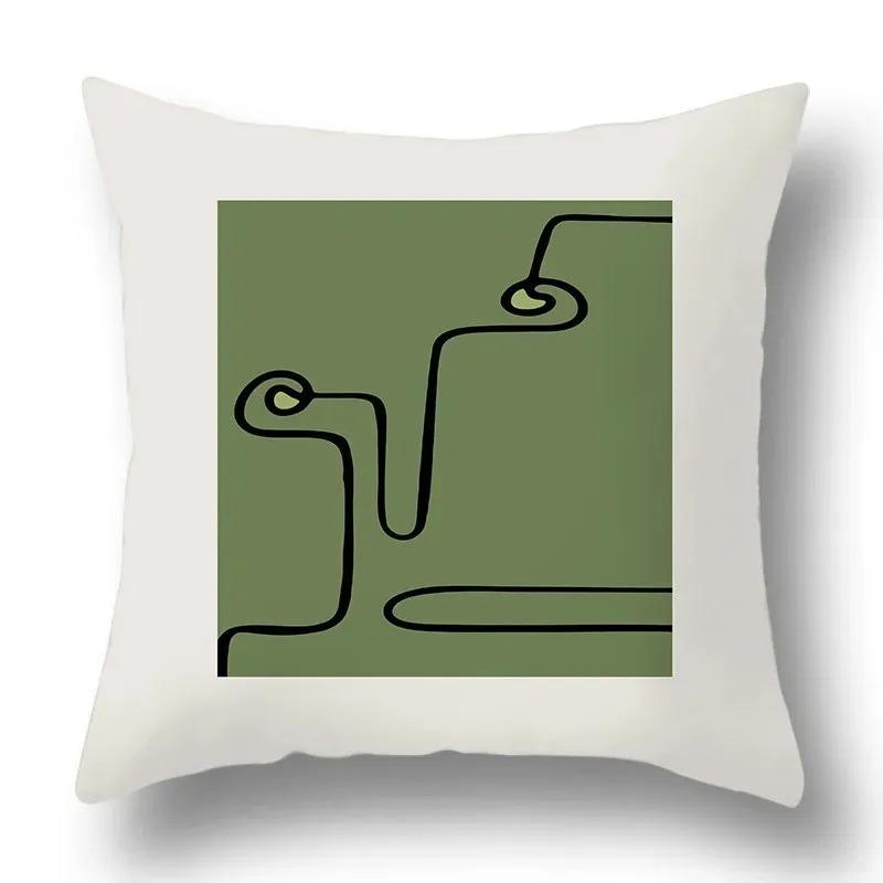 Simple Green Geometric Pattern Pillowcase Car Ornaments Office Living Room Home Pillowcase