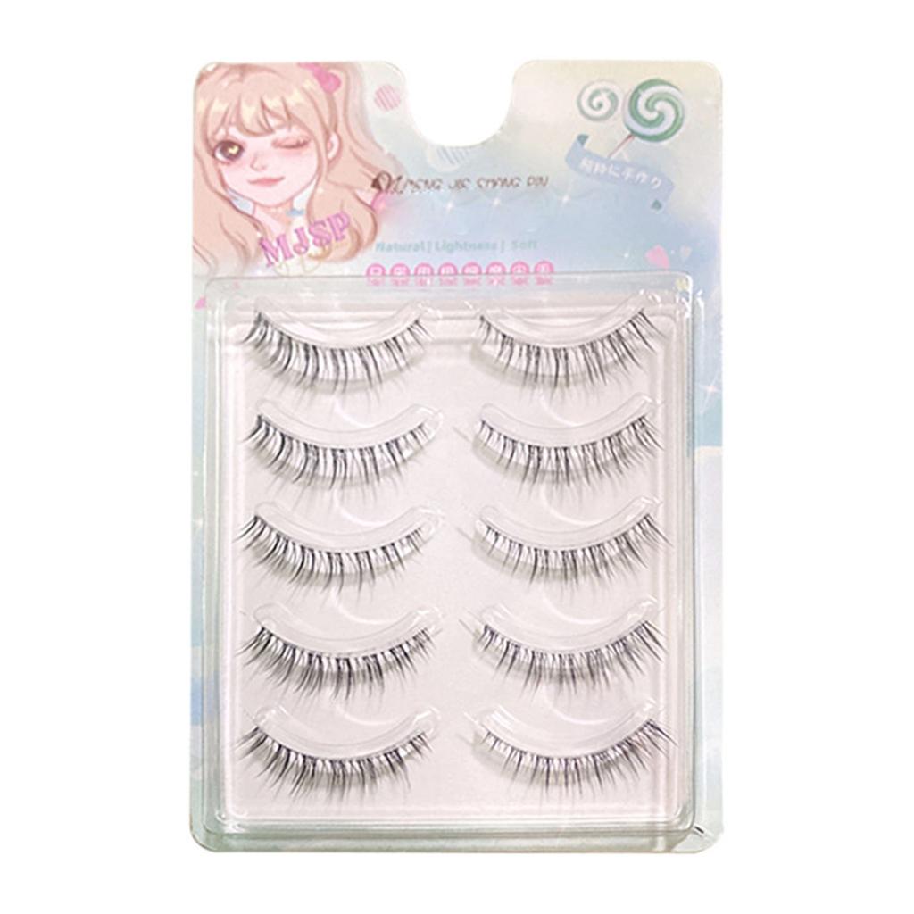 5 Pairs False Eyelashes Pack Soft Sharpened Tips Natural Look Lashes for Cosplay Party Makeup