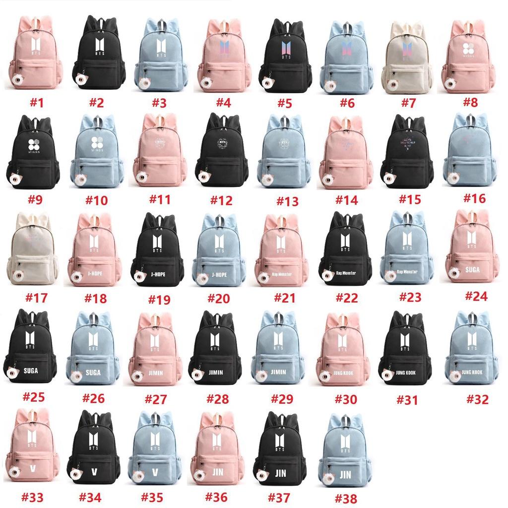 Bunny Kpop Bts Rabbit Ears Backpack Girls School Bags V With Piggy Pendant Plush