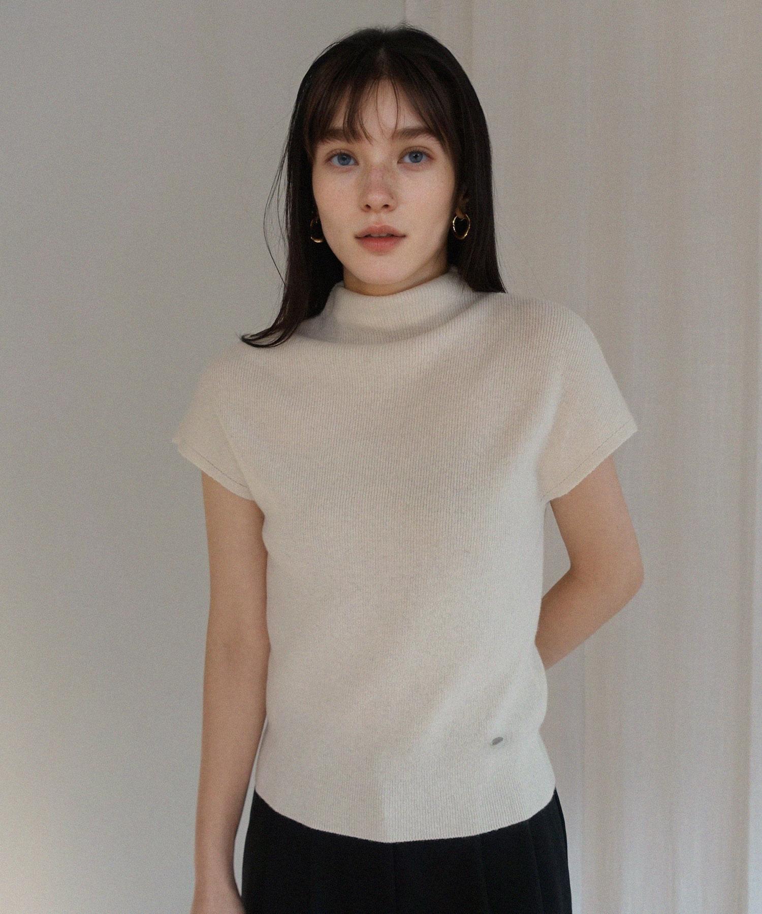 Pmu Amour Wool Blend Mock Neck Cap Sleeve Knit - Ivory White/Free