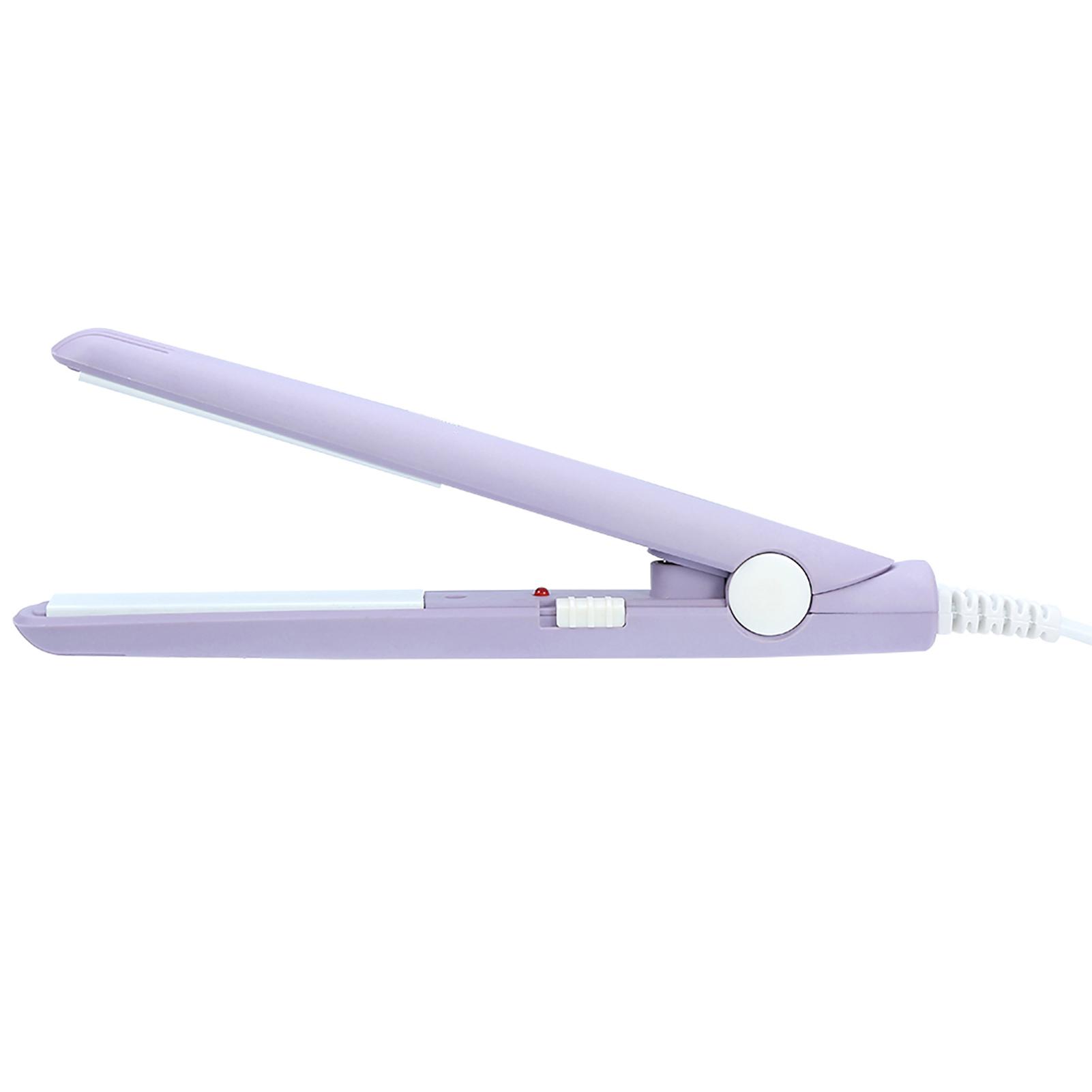 

2 в 1 Мини-выпрямитель для волос Керамические турмалиновые пластины Красота нагревательные плоские бигуди розовый EU PLUG фиолетовый