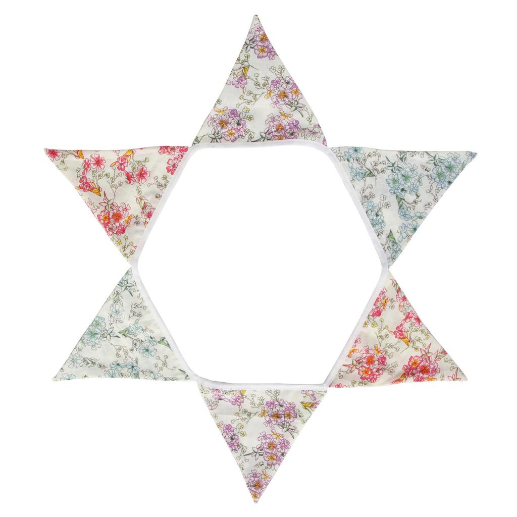 Pink Pastoral Floral Cotton Bunting: Children's Party or Wedding Decoration Hanging Flag