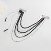 Alloy Tassel Chain Brooch Water Droplet Fringe Bead Fixed Ornament Clothing Tie Pin  Women Girls