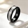 Rime Textured Titanium Steel Couple Ring with Inlaid Design