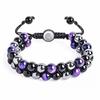 Men's Double-Layer Blue Tiger Eye & Black Agate Magnet Bracelet