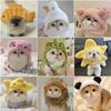 Funny Cat Cap Bear Plush Head Cover Cute Cat Dog Woven Warm Headdress Pet Hats Kitten Puppy Cosplay Costume Accessories