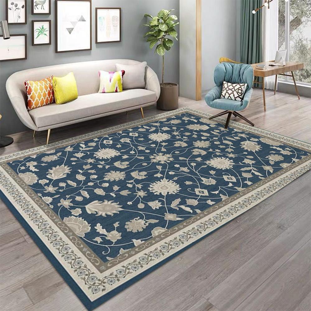 Modern Retro Floral Print Carpet for Living Room Sofa Rug Home Decor Bedroom Rug Lounge Hallway Floor Mat Doormat Washable