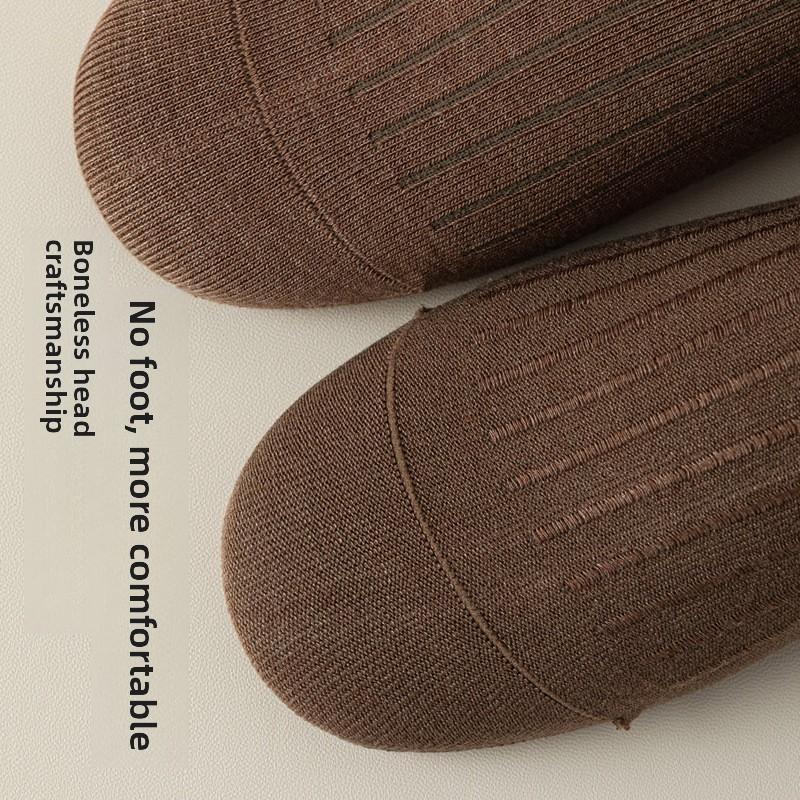 5 Pairs of Female Autumn and Winter Pure Color Warm Boneless Sweat Absorption Breathable Plus Long Pile Socks