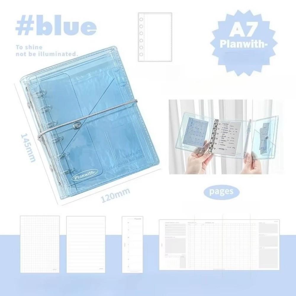 A7 Loose Leaf Notebook Clear Accordion Journal Ins Refillable Notebook for Students