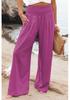 Women's Spring/Summer 2025 Cotton Linen Wide-Leg Pants - Solid Color, Elastic Waist, Casual Long Fit
