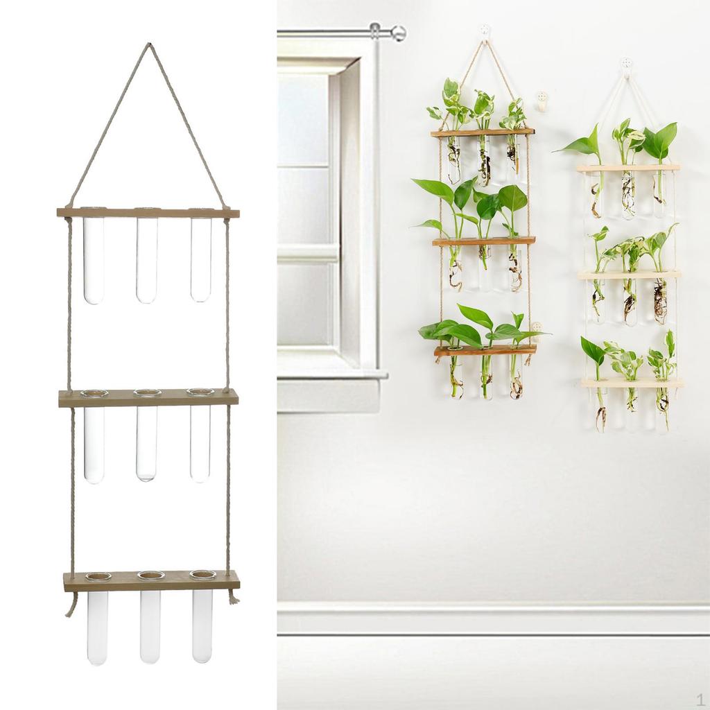 Plant Stand,Plant Container w/ Wooden Stand,Wall Hanging Planter Modern Flower Bud Vase Stand, Decor