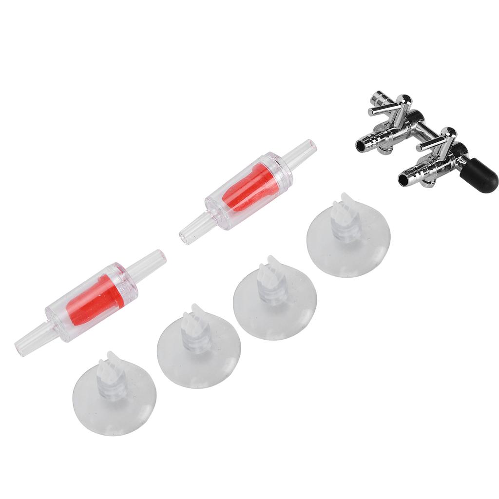 Aquarium Check Valve Fish Tank Oxygen Tube Suction Cups Set Aquarium Accessories2 Way Stainless
